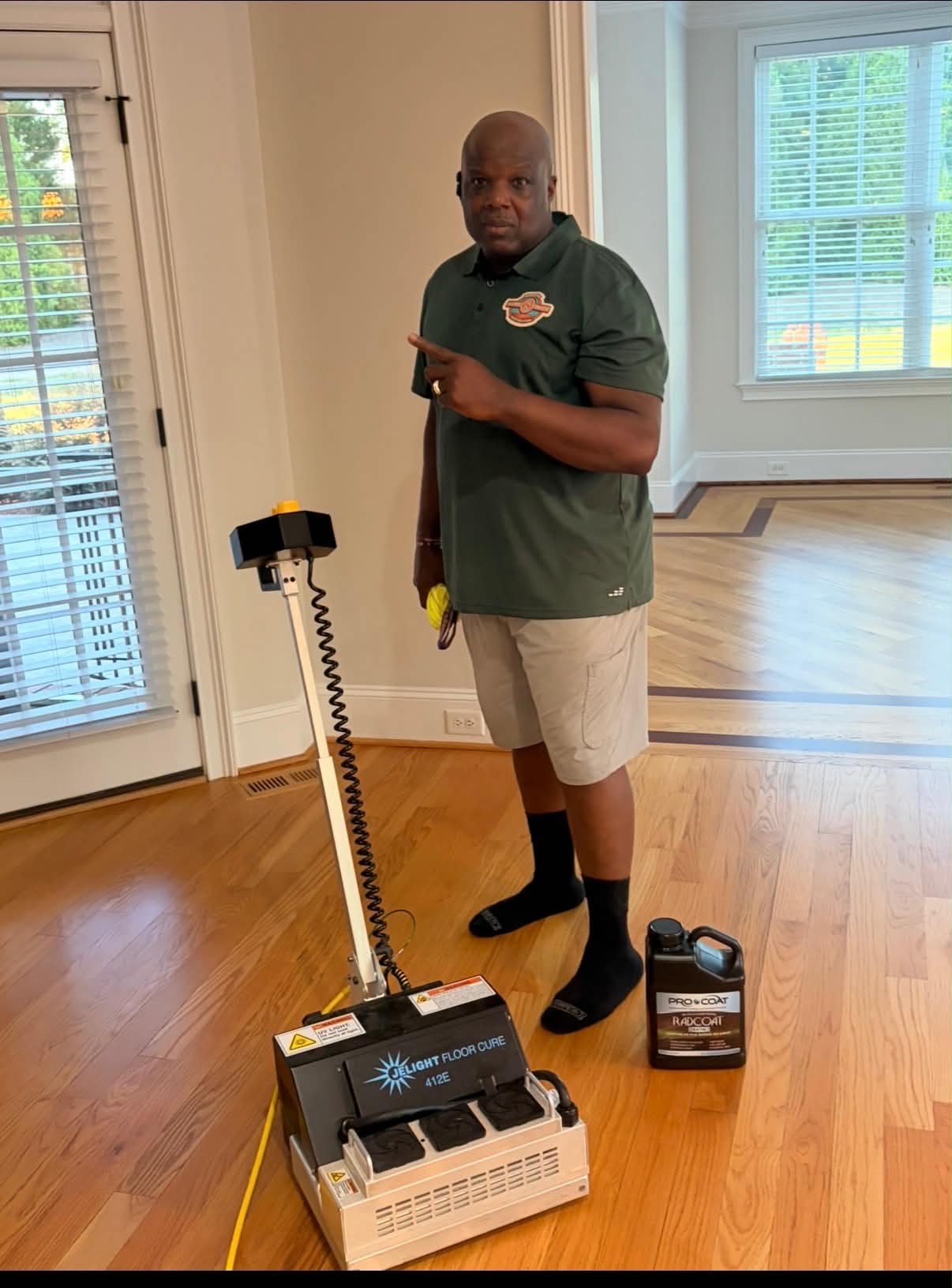UV floor curing machine and finish on a hardwood floor