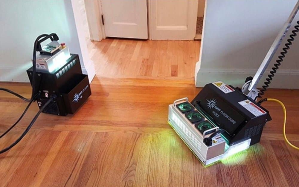 UV light instant curing on hardwood floors